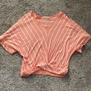 Flowy Orange and White Blouse